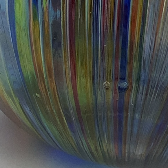 Multicolor Striped Glass Bulb Shaped Vase Made in Canada - Picture 10 of 11